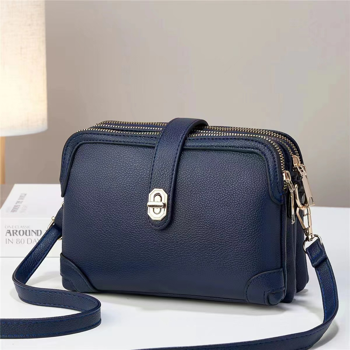 Umhängetasche für Damen ⎜ Kompakte Ledertasche mit Mehrfachfächern und sicherem Verschluss