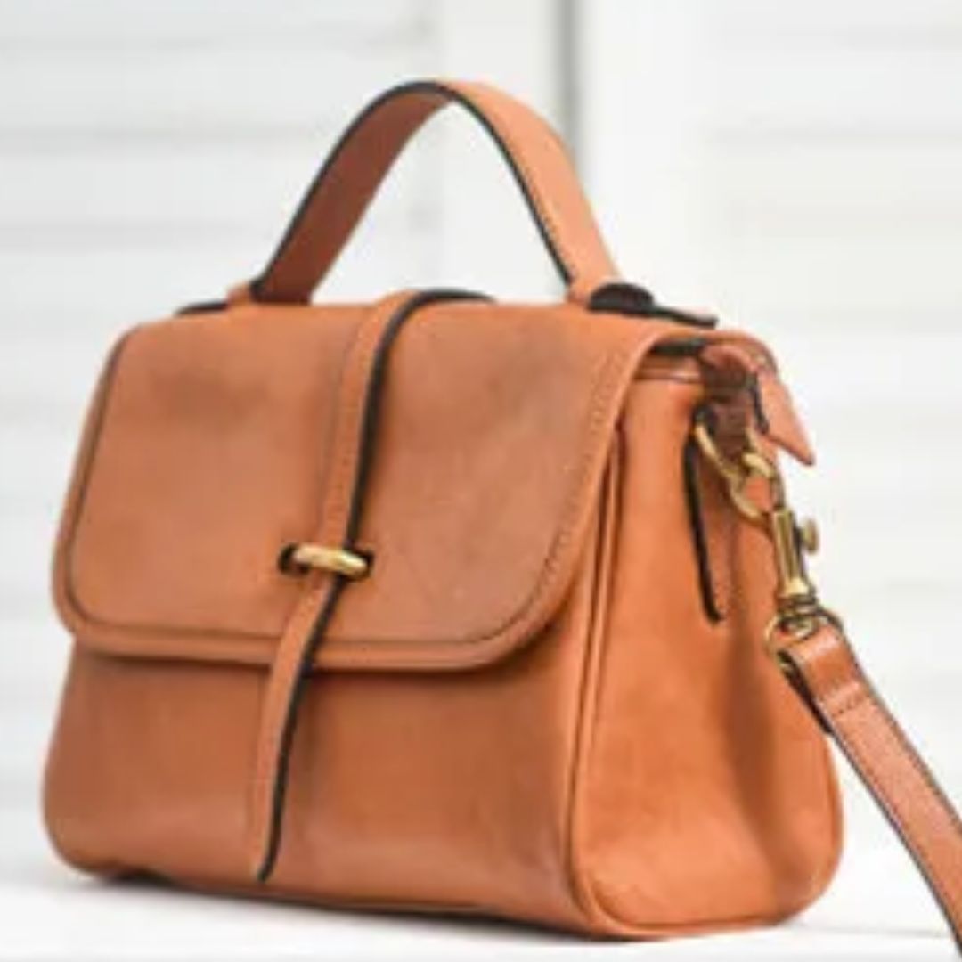 Umhängetasche für Damen ⎜ Handliche Ledertasche mit Tragegriff und verstellbarem Riemen für Alltag und Freizeit