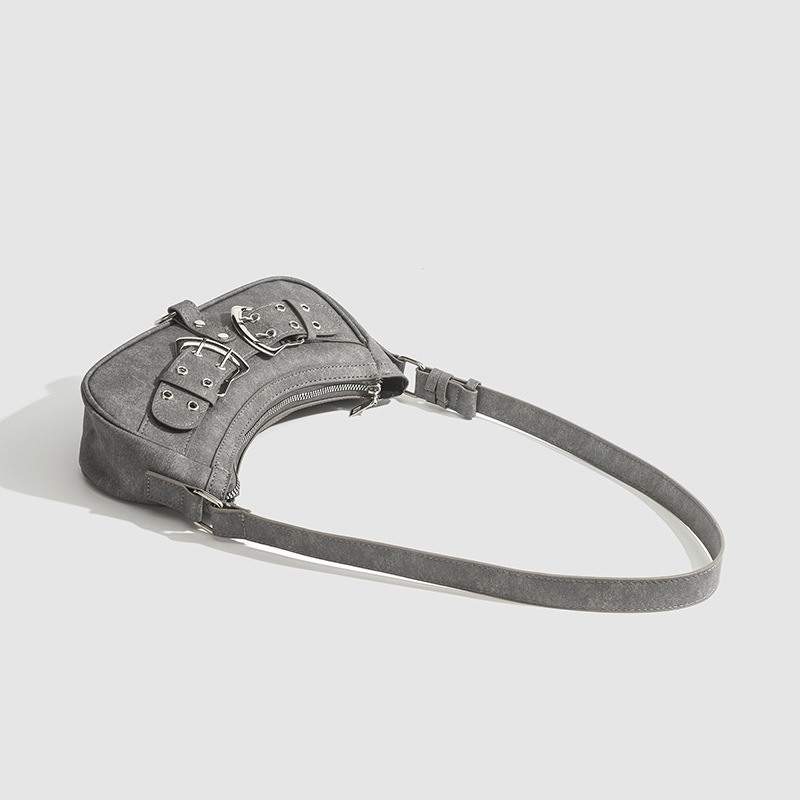 Schultertasche für Damen ⎜ Stylische Underarm-Bag im Retro-Look mit Metallschnallen für trendige Streetwear-Outfits