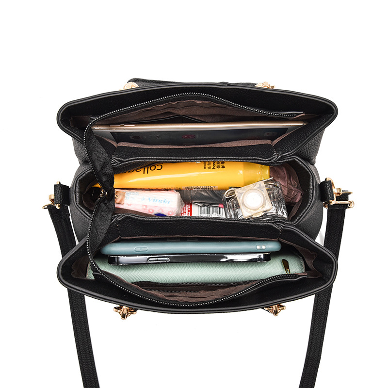 Damen Handtasche mit Schultergurt ⎜ Elegante Tragetasche in Lederoptik für Büro und Alltag