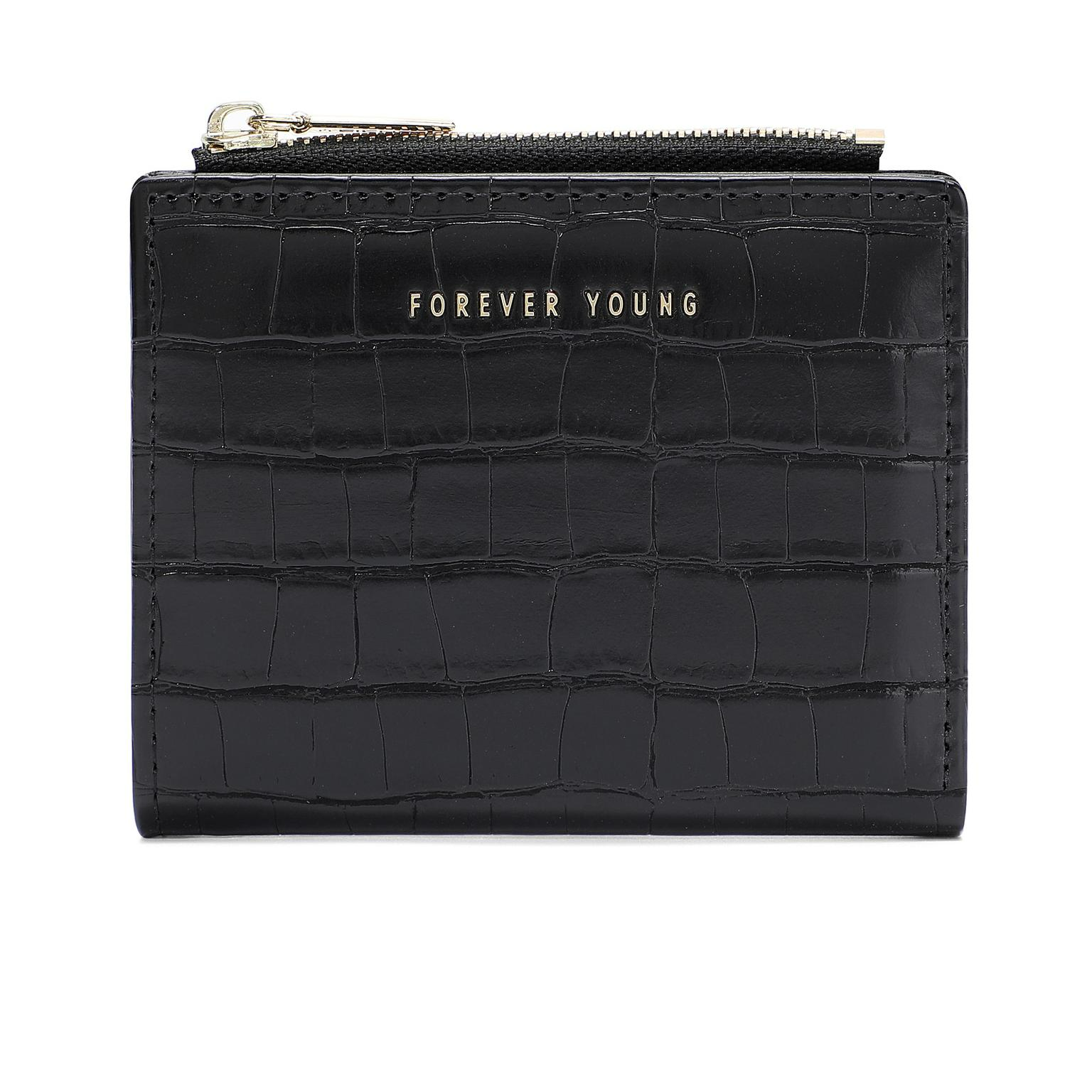 Damen Kurz-Geldbörse mit Kroko-Prägung ⎜ Schlanke Zweifach-Brieftasche mit Reißverschluss für Kleingeld