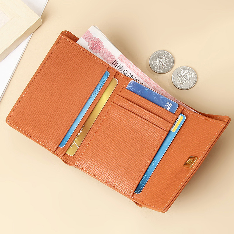 Damen Geldbörse im Kurzformat ⎜ Stilvolle Brieftasche mit mehreren Kartenfächern und praktischem Steckverschluss