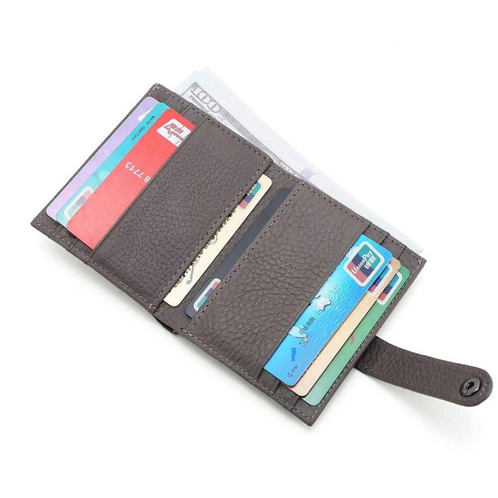Damen Mini-Geldbörse aus Leder ⎜ Kompakte Brieftasche mit Druckknopf und praktischen Kartenfächern