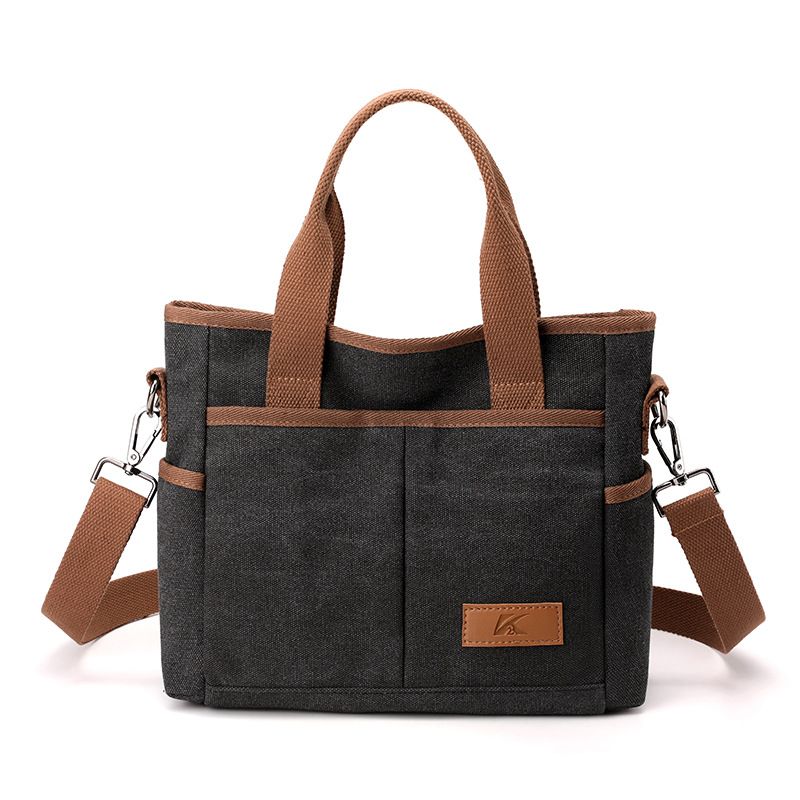 Damen Canvas Handtasche ⎜ Robuste Tragetasche mit Schulterriemen für Alltag und Freizeit