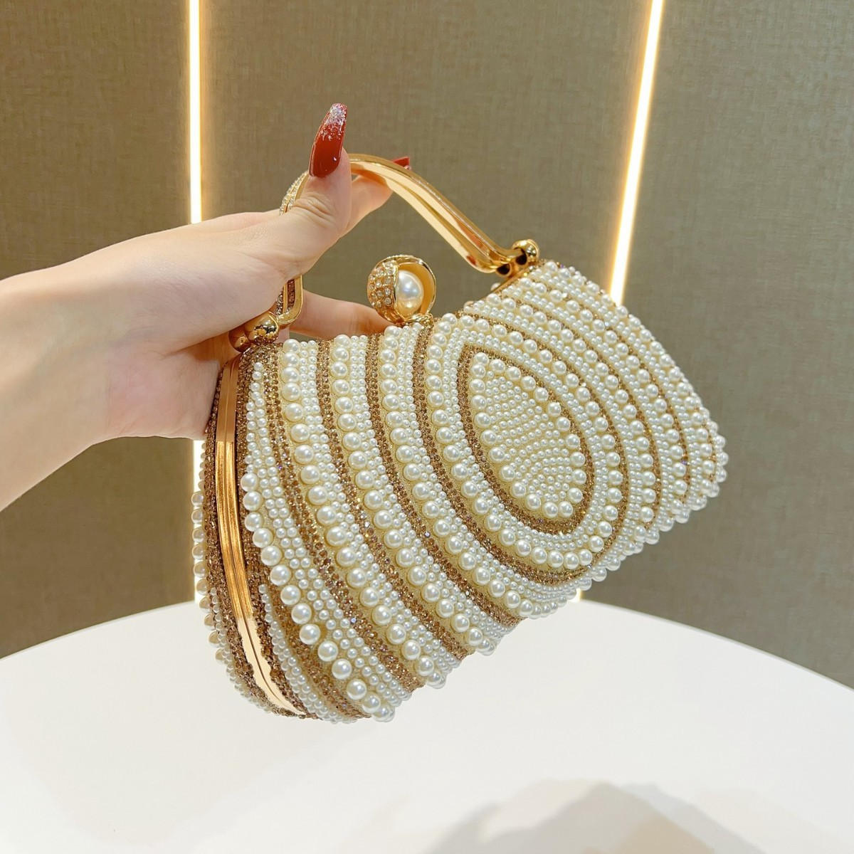 Damen Schultertasche Mit Perlen ⎜ Elegante Abendtasche Für Besondere Anlässe Und Festliche Outfits