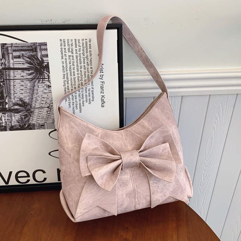 Umhängetasche für Damen ⎜ Modische Schultertasche mit großer Schleife und viel Stauraum für Alltag und Freizeit