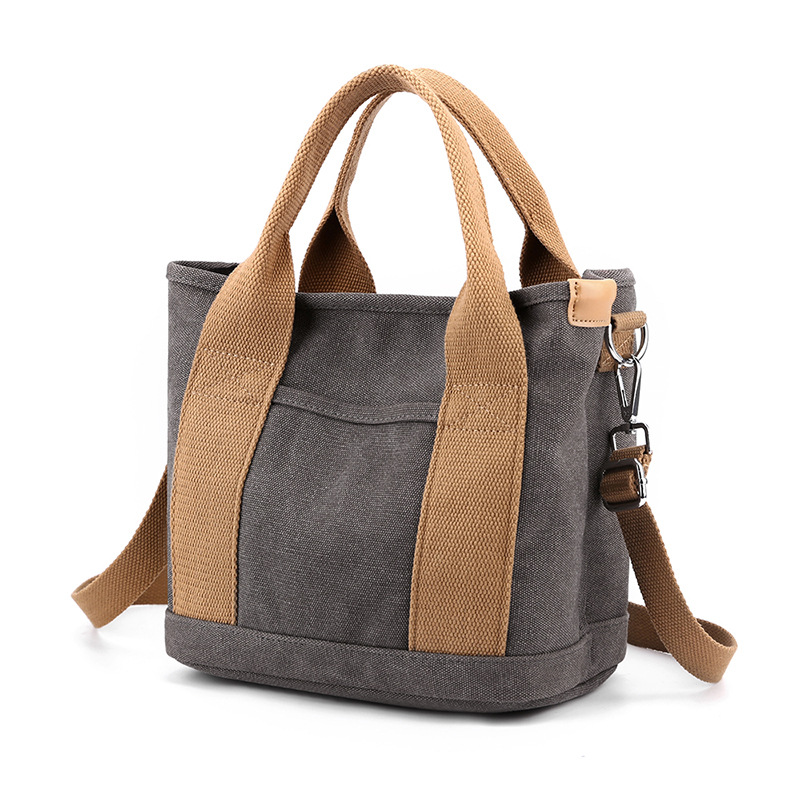 Canvas Tasche für Damen ⎜ Schlichte Umhängetasche mit großem Stauraum und robustem Griff für Alltag und Freizeit