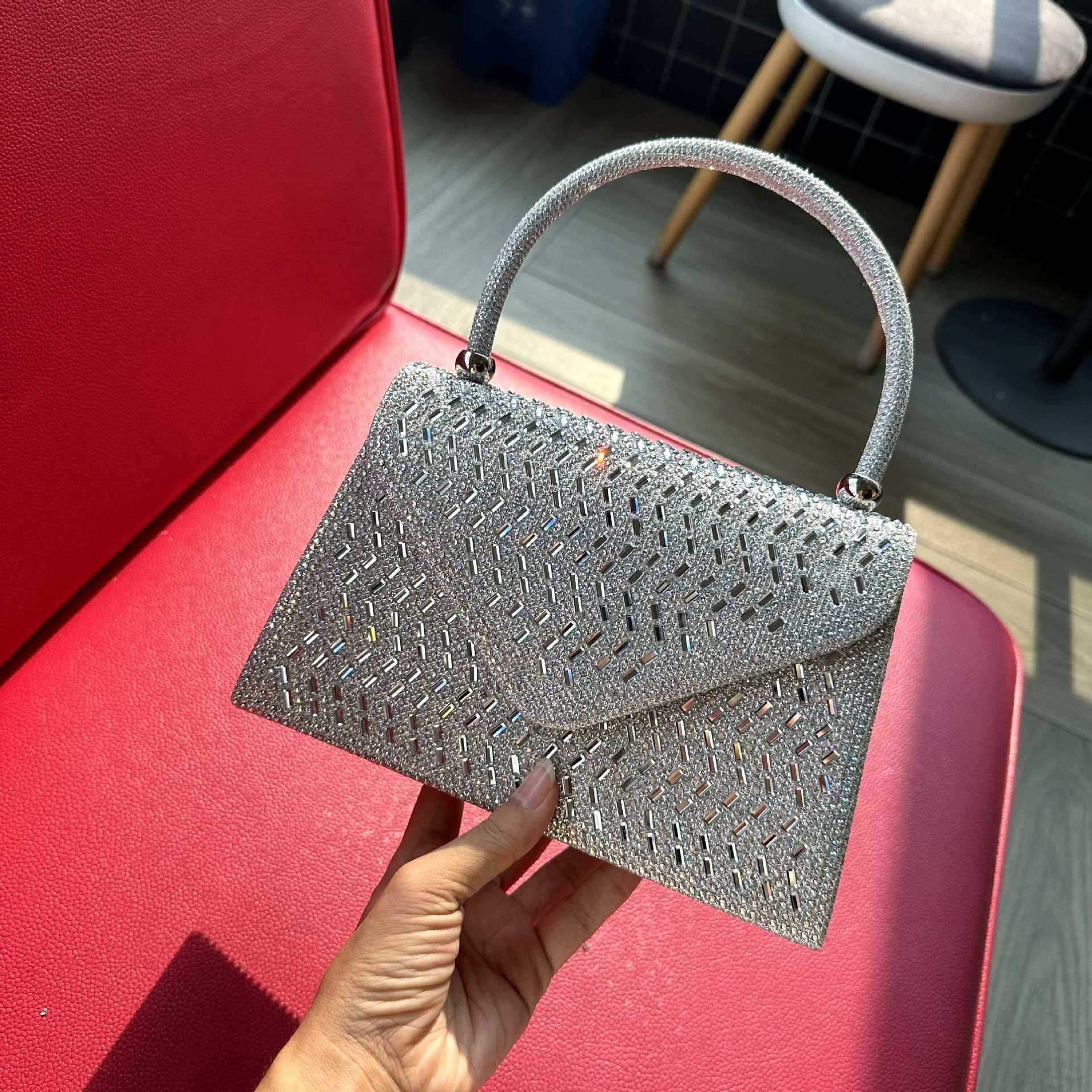 Damen Abendtasche ⎜ Elegante Handtasche mit Strass für Party und Events