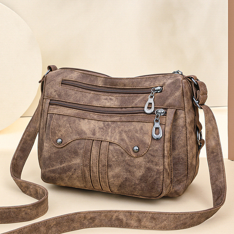 Umhängetasche für Damen ⎜ Modische Schultertasche mit Reißverschlüssen und viel Stauraum für Alltag und Freizeit