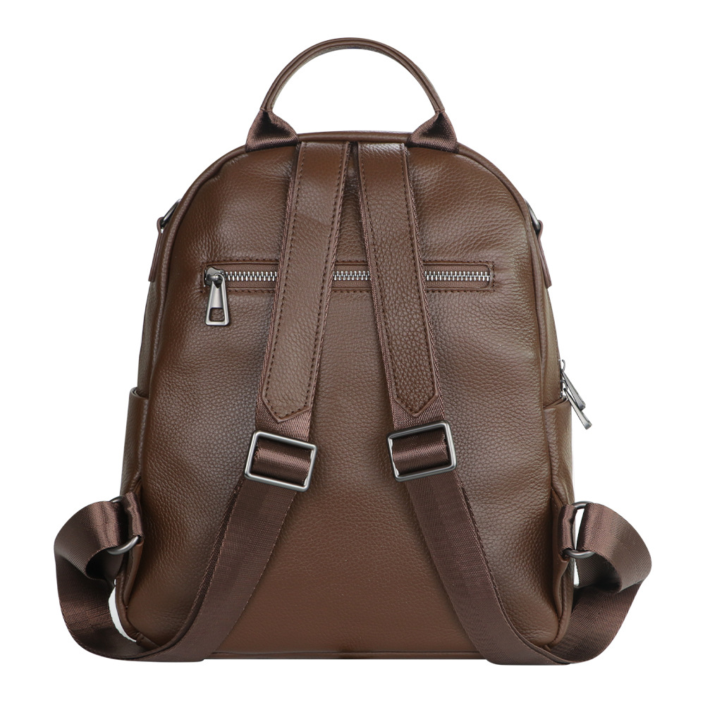Damen Rucksack aus Echtleder ⎜ Kompakter Cityrucksack mit großer Kapazität und Reißverschlussfächern für Alltag und Reisen