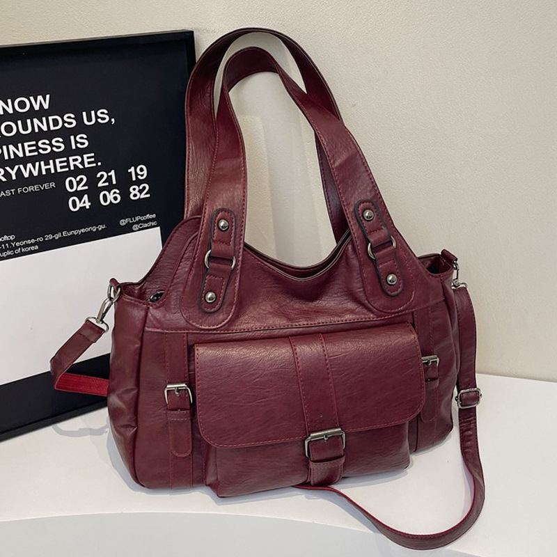 Damen Schultertasche ⎜ Geräumige Alltagstasche mit Frontfach und Doppeltem Tragegriff