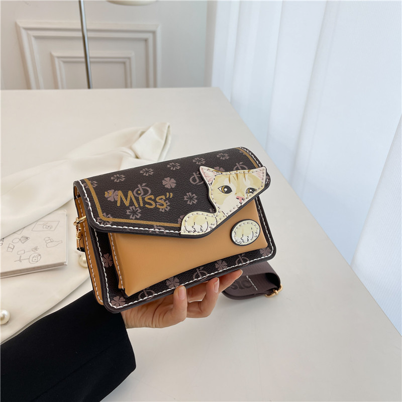 Umhängetasche für Damen ⎜ Kreative Handtasche mit süßem Katzenmotiv und verstellbarem Schultergurt