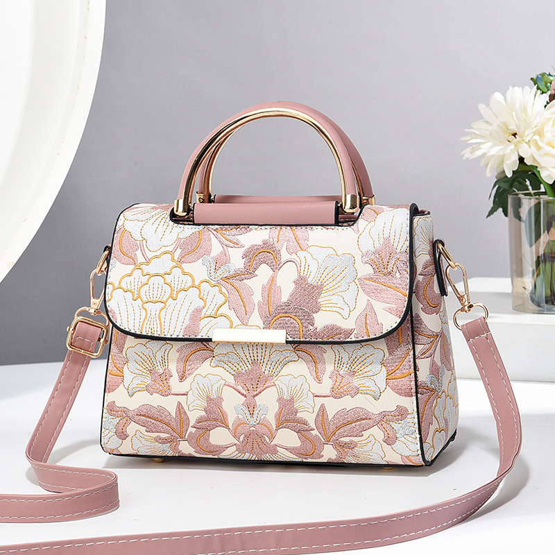 Umhängetasche für Damen ⎜ Bedruckte Schultertasche mit Blumenmuster und abnehmbarem Trageriemen