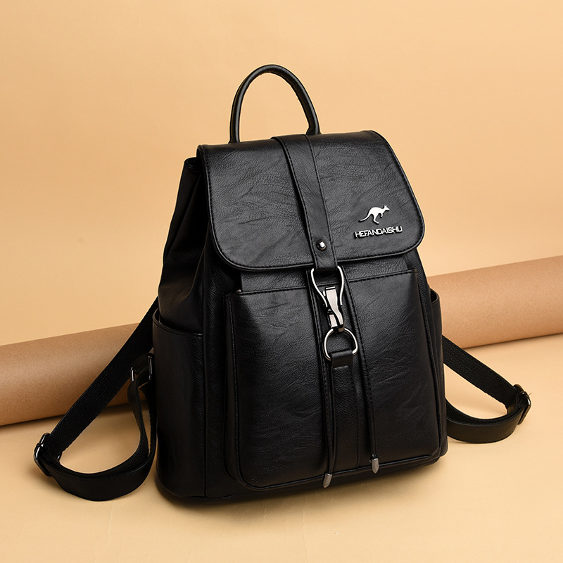 Damen Rucksack aus Kunstleder ⎜ Eleganter Tagesrucksack mit großer Kapazität und praktischen Außentaschen für Alltag und Beruf