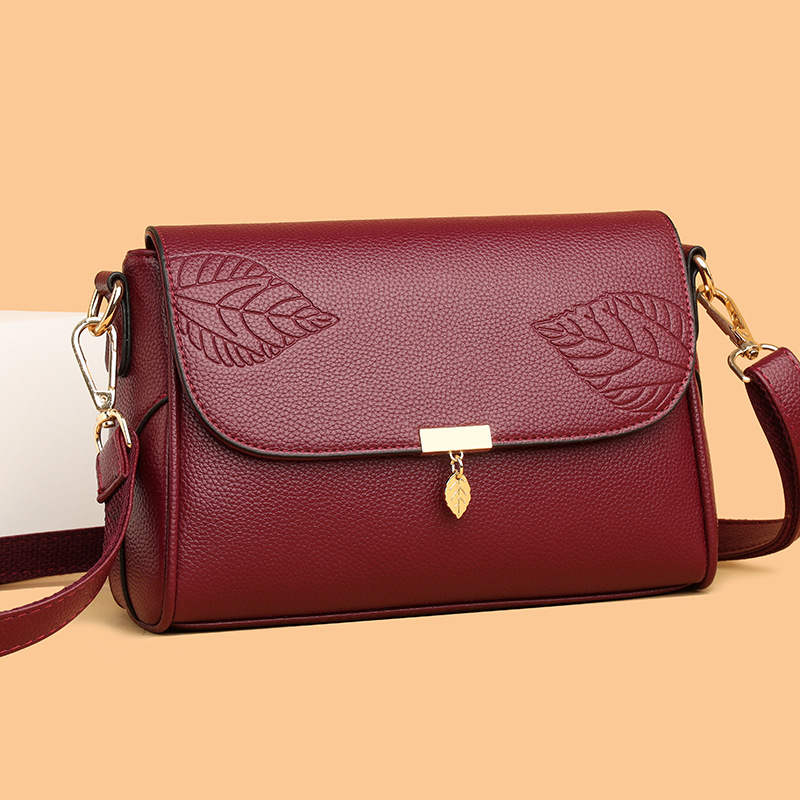 Elegante Umhängetasche für Damen ⎜ Stilvolle Tasche mit Blatt-Design und goldenen Akzenten