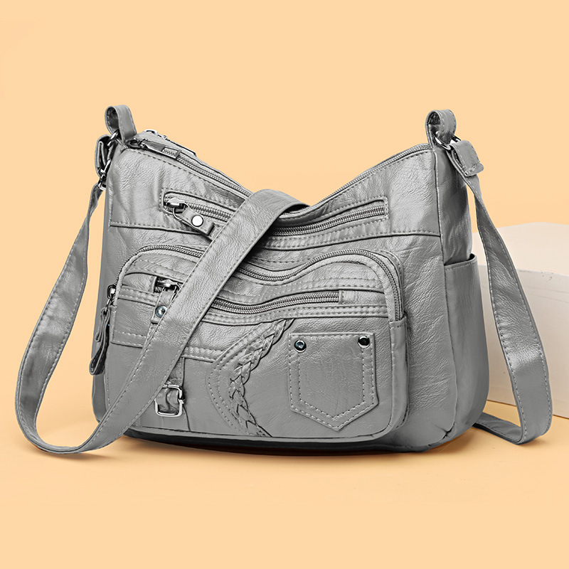 Umhängetasche für Damen ⎜ Geräumige Schultertasche mit dekorativen Details und mehreren Reißverschlussfächern