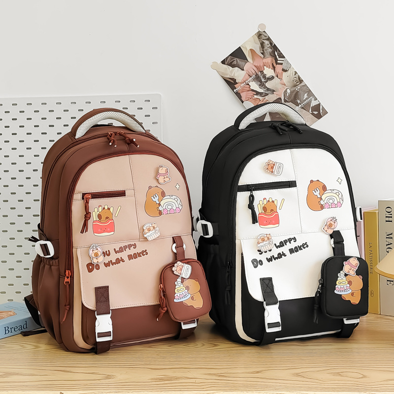 Damen Rucksack mit Cartoon-Print ⎜ Großer Schulrucksack mit viel Stauraum für Alltag und Freizeit
