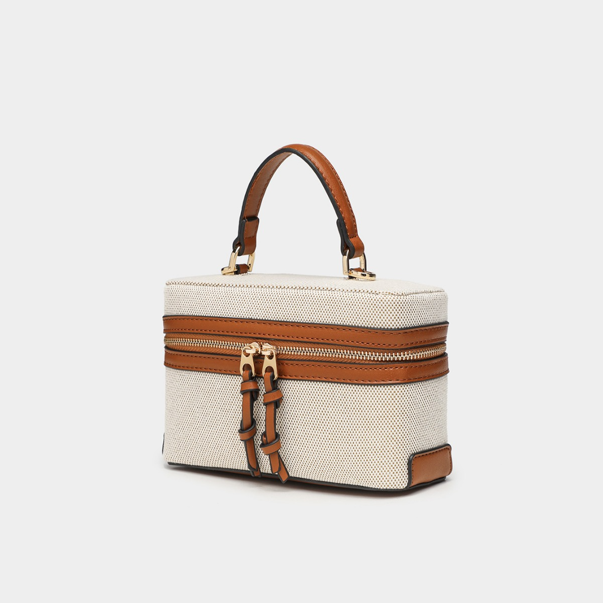 Umhängetasche für Damen ⎜ Kleine stabile Handtasche im Box-Stil mit Griff und Reißverschluss