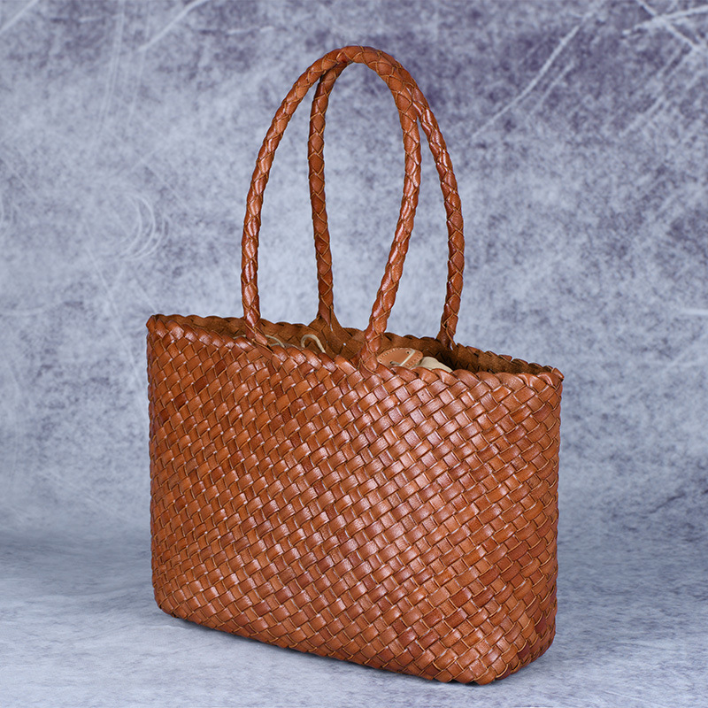 Damen Handtasche im Flechtstil ⎜ Robuste Tragetasche aus Lederoptik für Alltag und Freizeit
