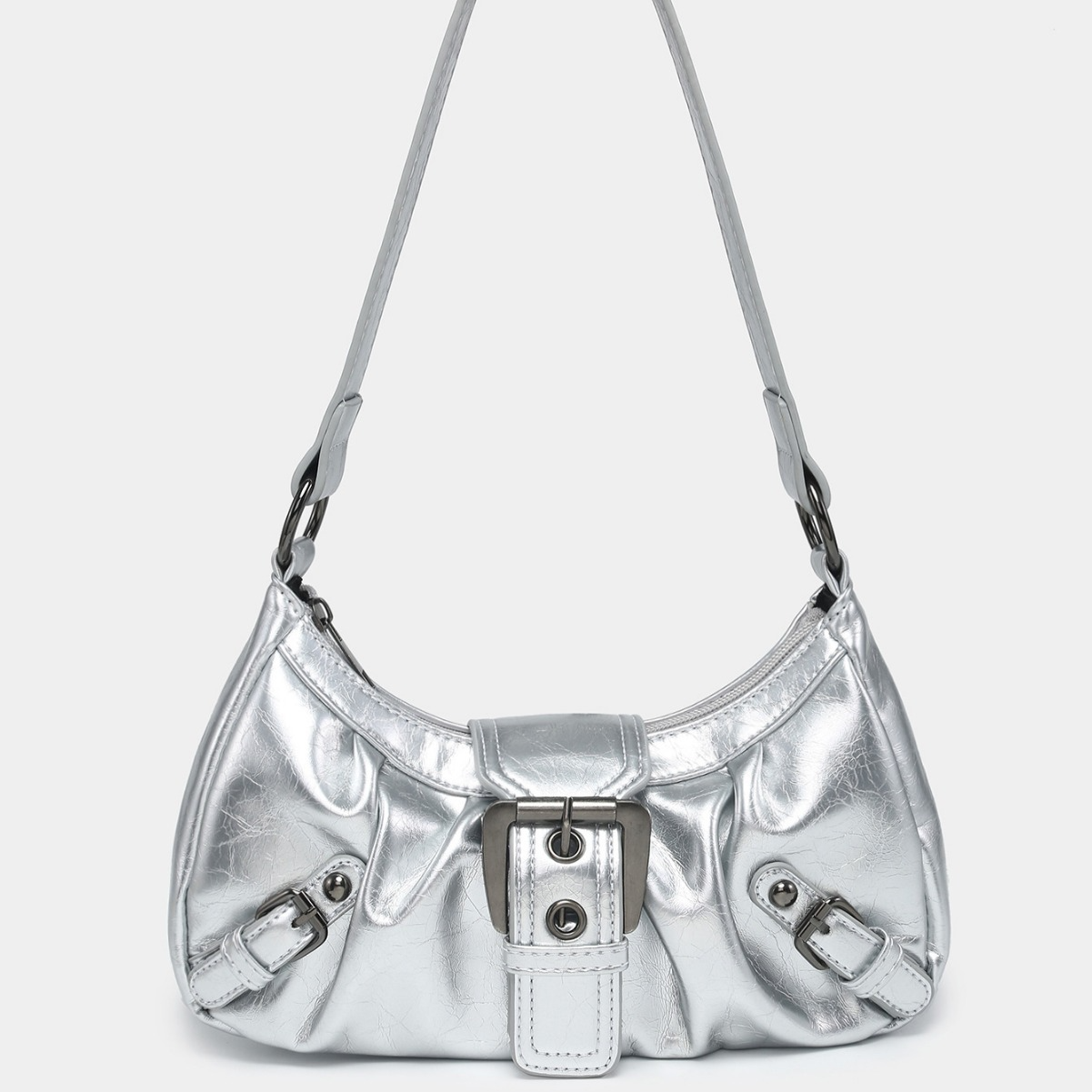 Damen Schultertasche Aus Vintage-Leder ⎜ Zweifarbige Optik Mit Modischem Schnallenverschluss