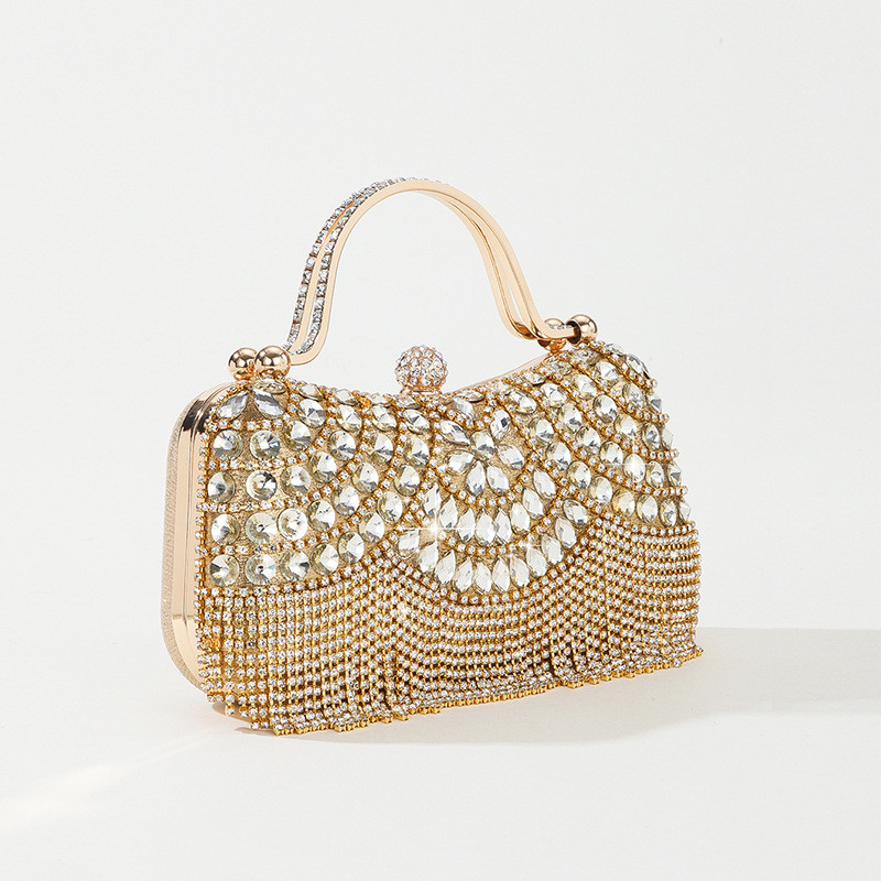 Clutch für Damen ⎜ Elegante Abendtasche mit Strass und funkelndem Fransen-Design