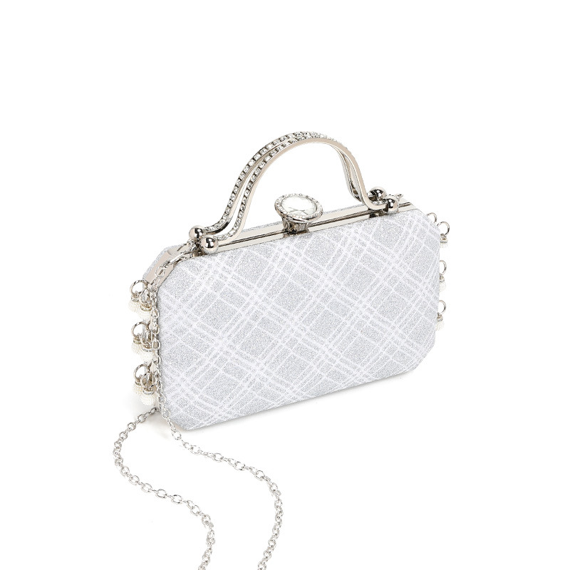 Damen Clutch Tasche ⎜ Glänzende Abendtasche mit Kette und Elegantem Griff