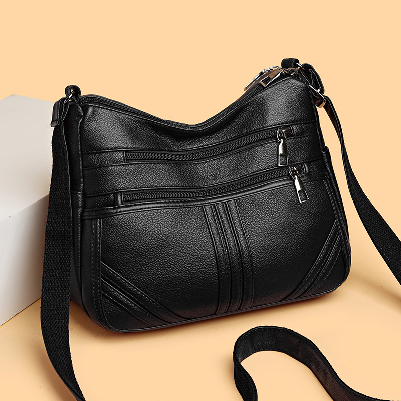 Umhängetasche für Damen ⎜ Weiche Schultertasche mit Reißverschlüssen und Strukturmuster für Alltag und jedes Alter