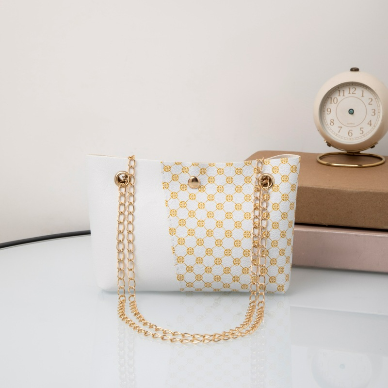 Umhängetasche für Damen ⎜ Elegante Schultertasche mit Kettenriemen und gemustertem Design für Ausgehen und Events