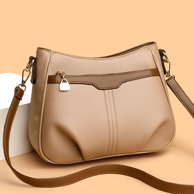 Umhängetasche für Damen ⎜ Elegante Schultertasche aus Kunstleder mit Reißverschlussfach und verstellbarem Riemen