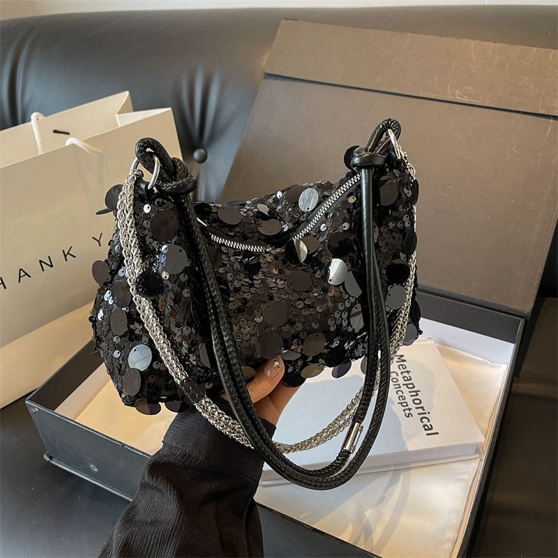 Abendtasche für Damen ⎜ Elegante Umhängetasche mit Pailletten und Kette für festliche Anlässe und Partys