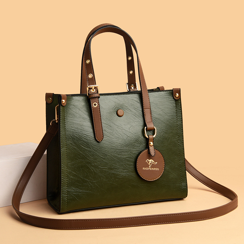 Damen Handtasche aus Kunstleder ⎜ Klassische Schultertasche im Vintage-Look mit stabilem Griff für Alltag und Büro