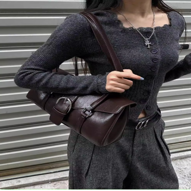 Damen Schultertasche Mit Schnallendetail ⎜ Elegante Handtasche In Zylinderform Für Alltag Und Ausgehen