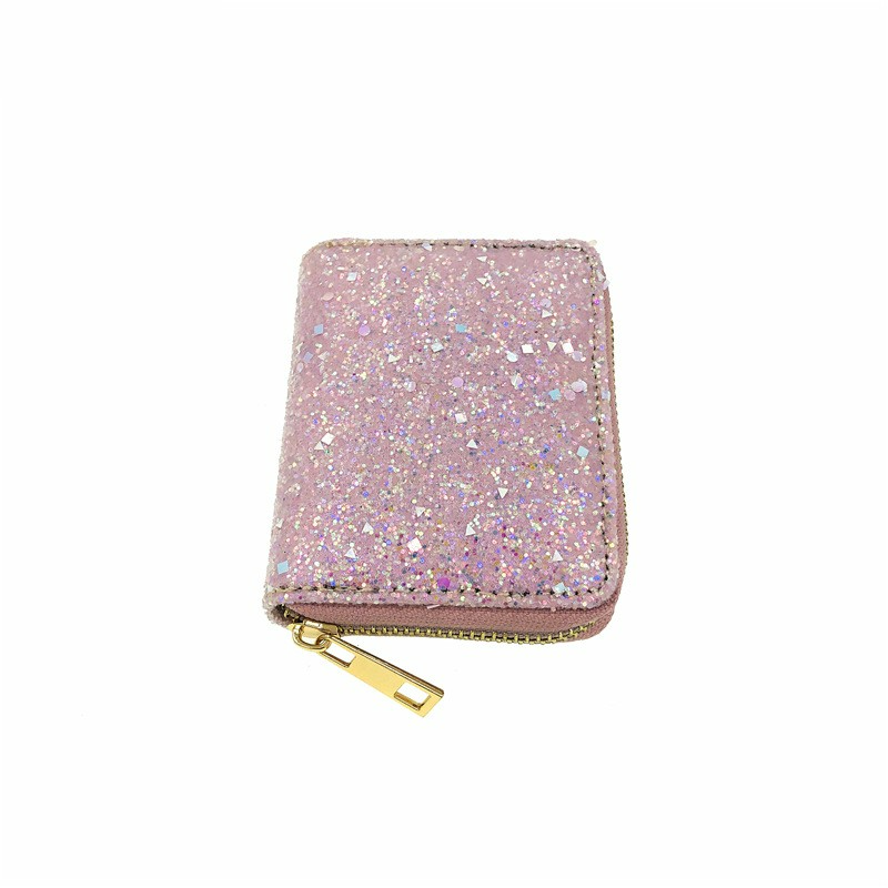 Damen Geldbörse aus Glitzer-Kunstleder ⎜ Bunte Reißverschluss-Brieftasche für Alltag und stilvolle Auftritte