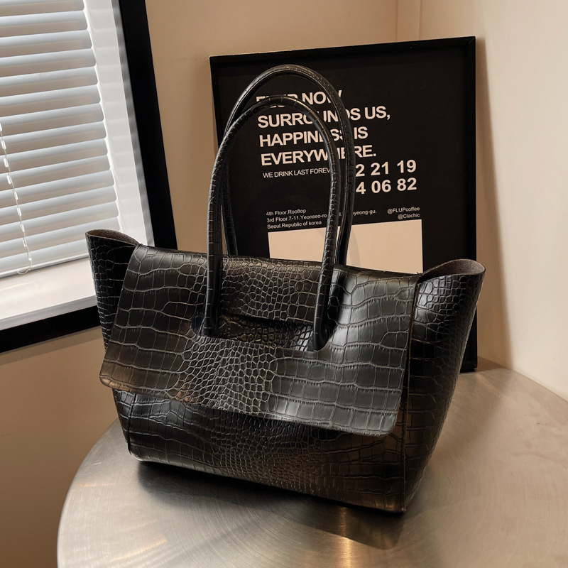 Damen Handtasche Kroko-Optik – Große Schultertasche Kunstleder