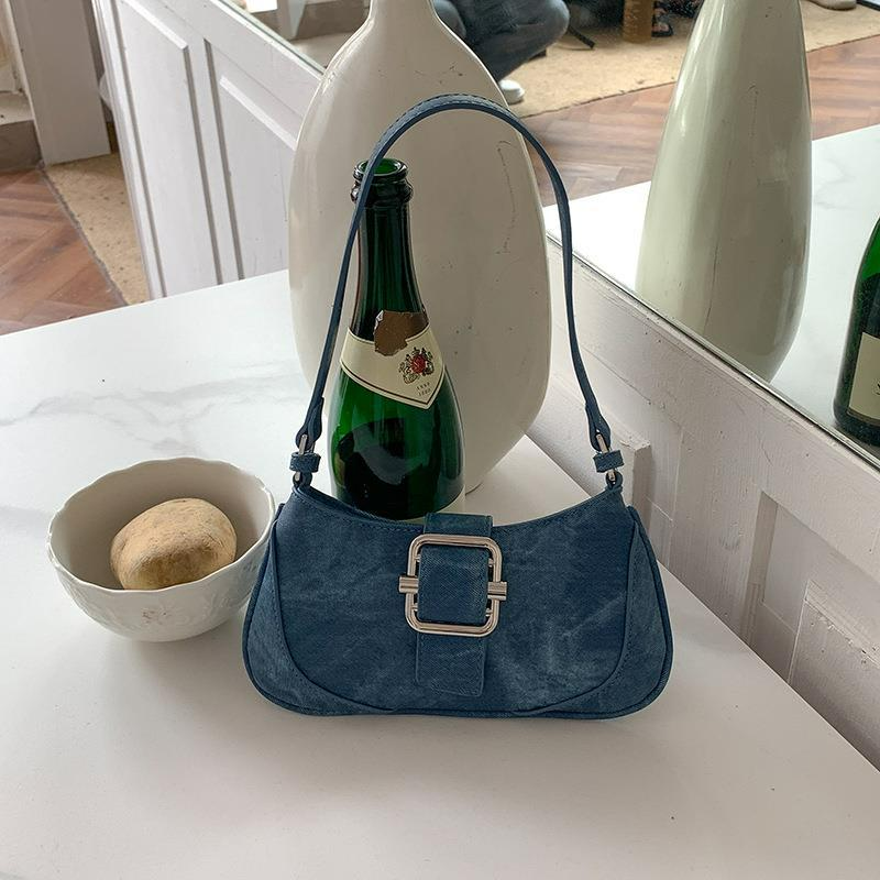 Baguette Tasche für Damen ⎜ Retro Design mit hochwertigem Nähmuster und praktischer Schultertragefunktion