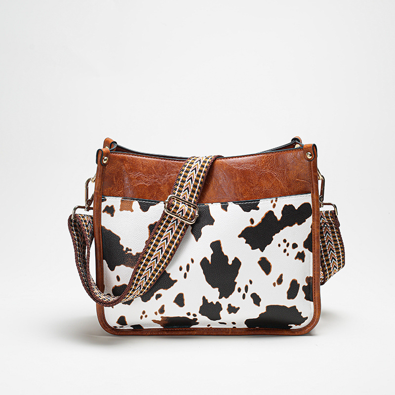 Shopper Tasche für Damen mit Kuhmuster ⎜ Geräumige Umhängetasche mit breitem Gurt für Freizeit und City-Looks