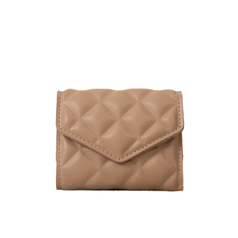 Damen Faltbare Geldbörse mit Rautensteppung ⎜ Kompakte Brieftasche mit großem Fassungsvermögen und Kartenfächern
