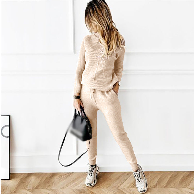 Yvette - Gestreifter Rollkragenpulli Und Elastische Hose Im Set