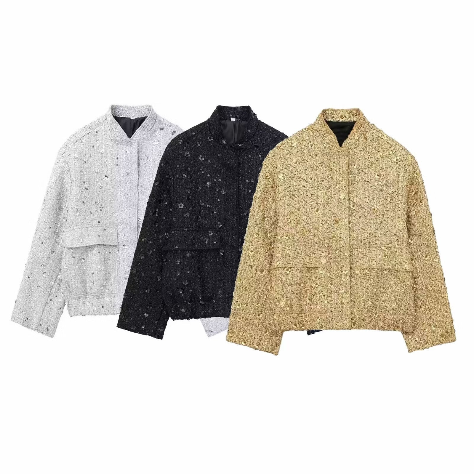 Yana - Goldfarbene Pailletten-jacke