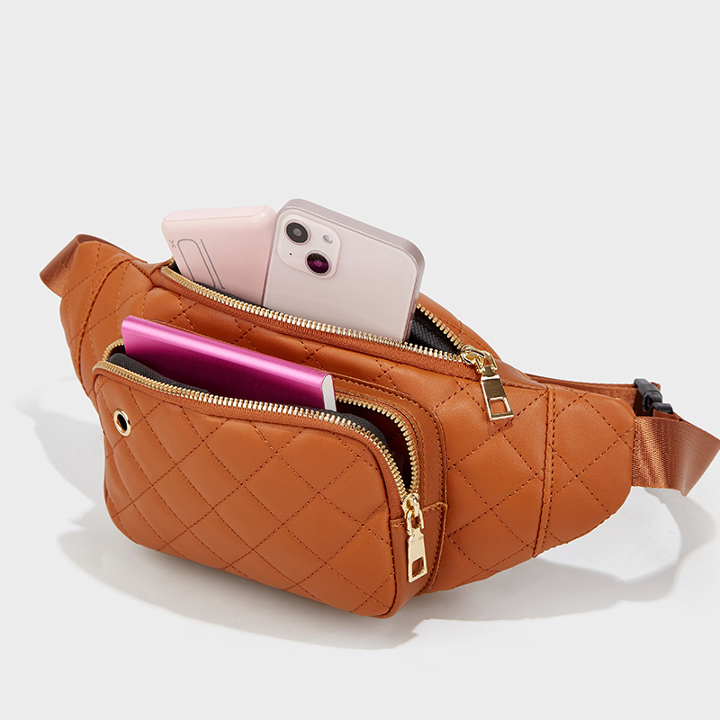 Bauchtasche für Damen ⎜ Modische Gürteltasche mit Rautensteppung und Reißverschlussfach für Freizeit und Alltag