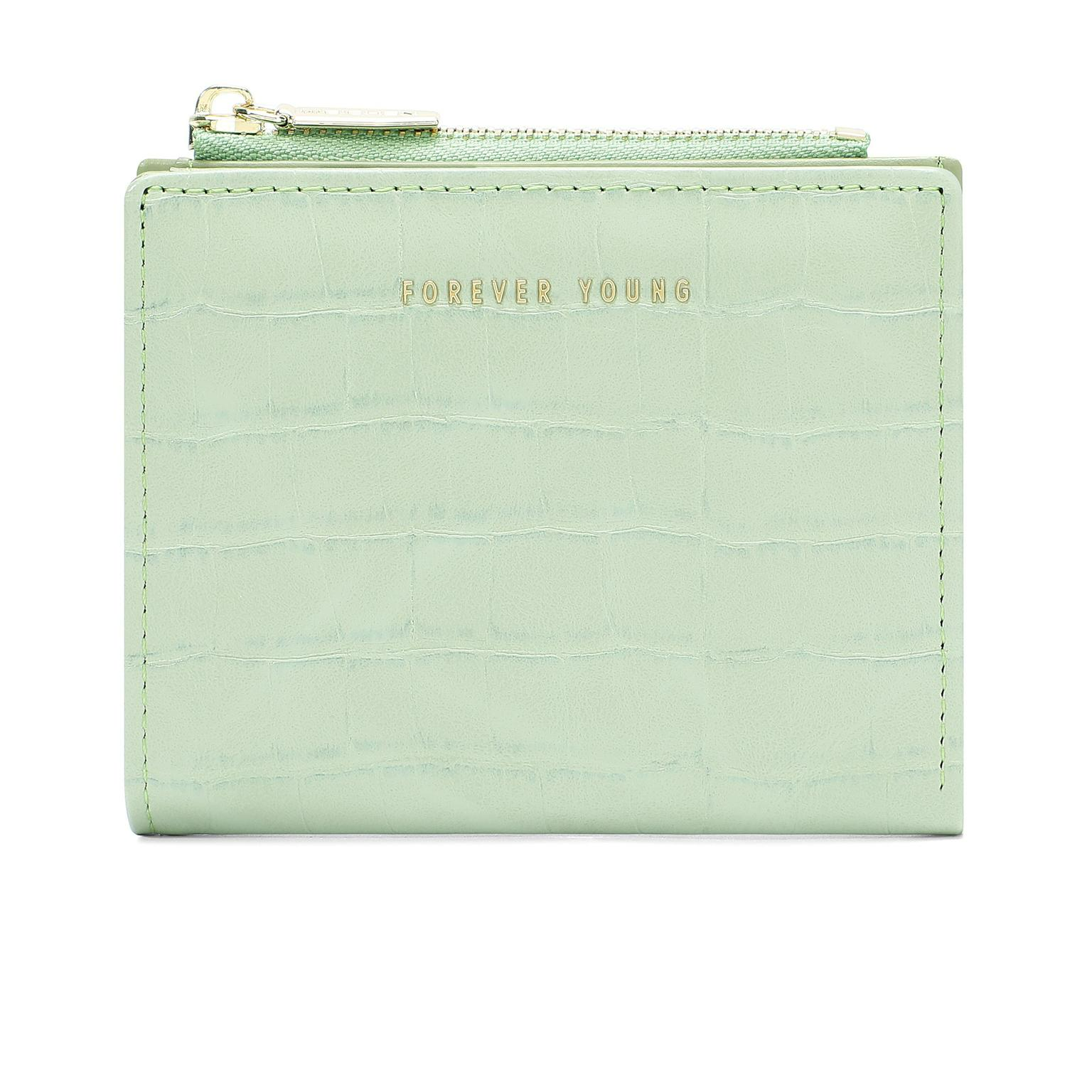 Damen Kurz-Geldbörse mit Kroko-Prägung ⎜ Schlanke Zweifach-Brieftasche mit Reißverschluss für Kleingeld