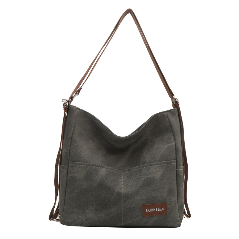 Shopper Tasche für Damen ⎜ Robuste Canvas-Schultertasche im Retro-Stil mit großer Kapazität für Alltag und Freizeit