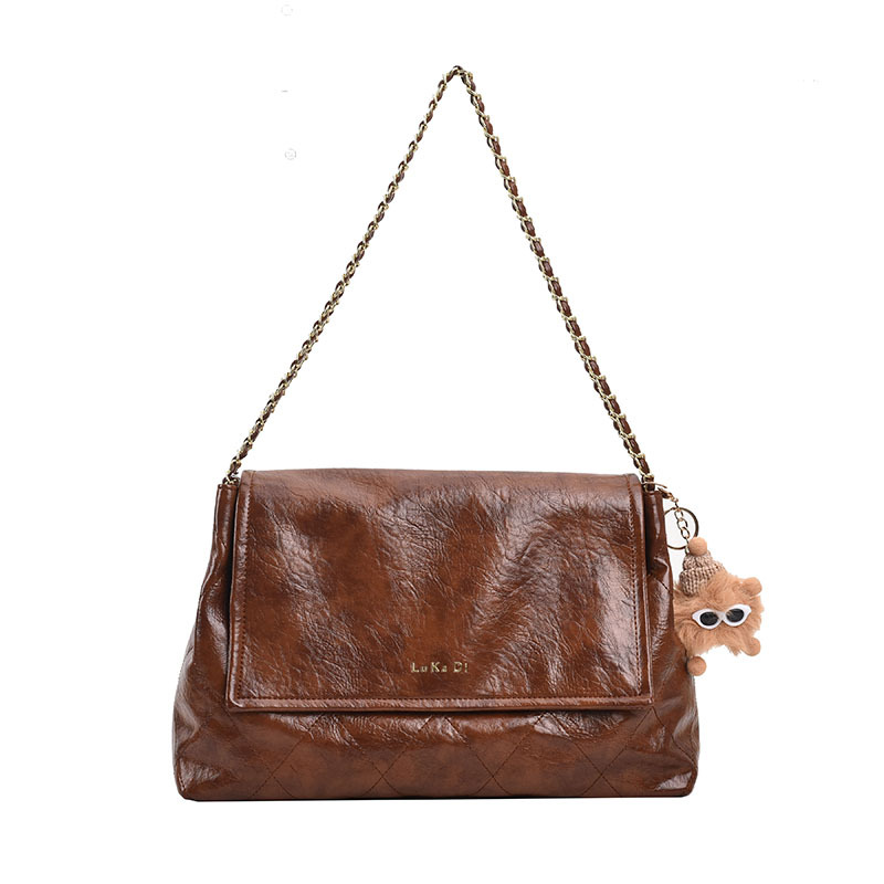 Schultertasche für Damen ⎜ Retro-Handtasche mit großer Kapazität und Kettenriemen für den Alltag