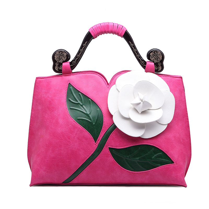 Blumen Handtasche für Damen ⎜ Elegante Umhängetasche mit 3D-Dekor für Alltag und Events