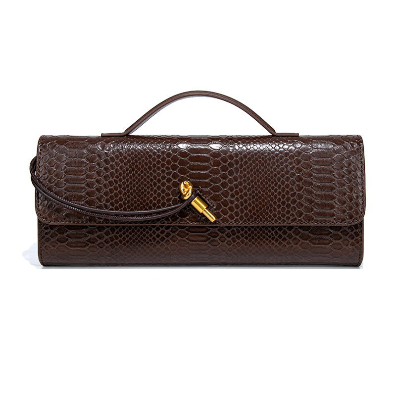 Abendtasche für Damen ⎜ Edle Handtasche mit Schlangenmuster und Griff für formelle Anlässe und Dinner Events