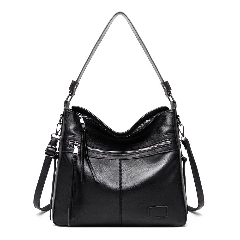 Schultertasche mit Reißverschluss ⎜ Modische Umhängetasche für Damen mit Kleiner Extra-Tasche und Riemen