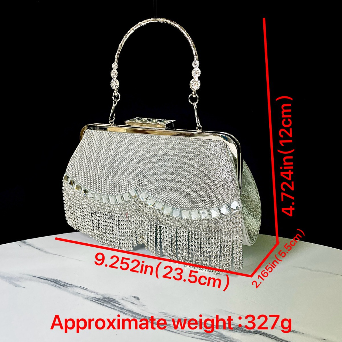 Elegante Clutch für Damen ⎜ Funkelnde Abendtasche mit Kettenfransen und glamourösem Design