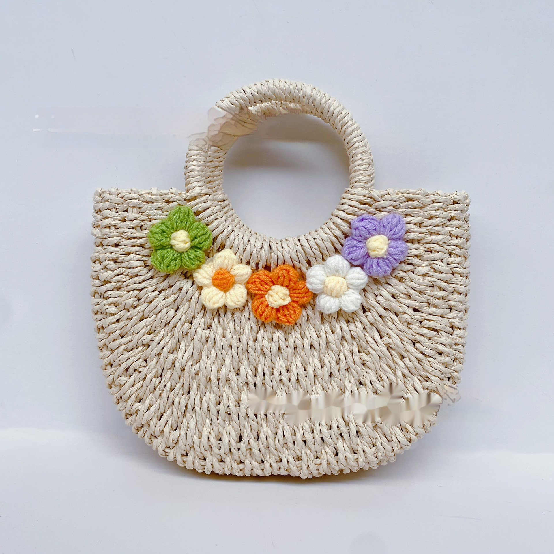 Strohtasche für Damen ⎜ Süßes Blumen-Design mit praktischem Henkel und Schultergurt