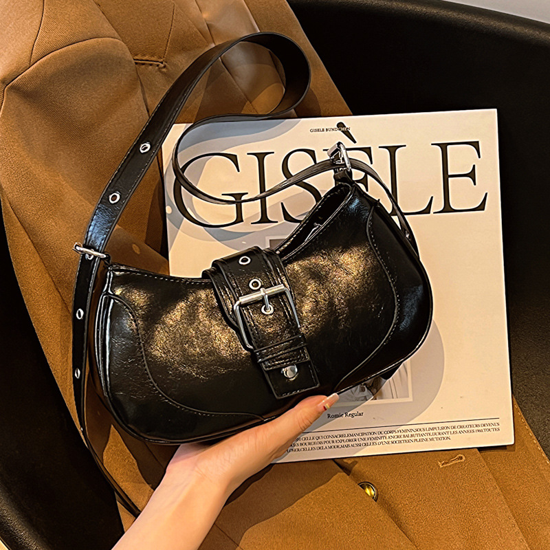 Schultertasche im Retro-Stil ⎜ Modische Unterarmtasche für Damen mit Schnalle und Verstellbarem Riemen