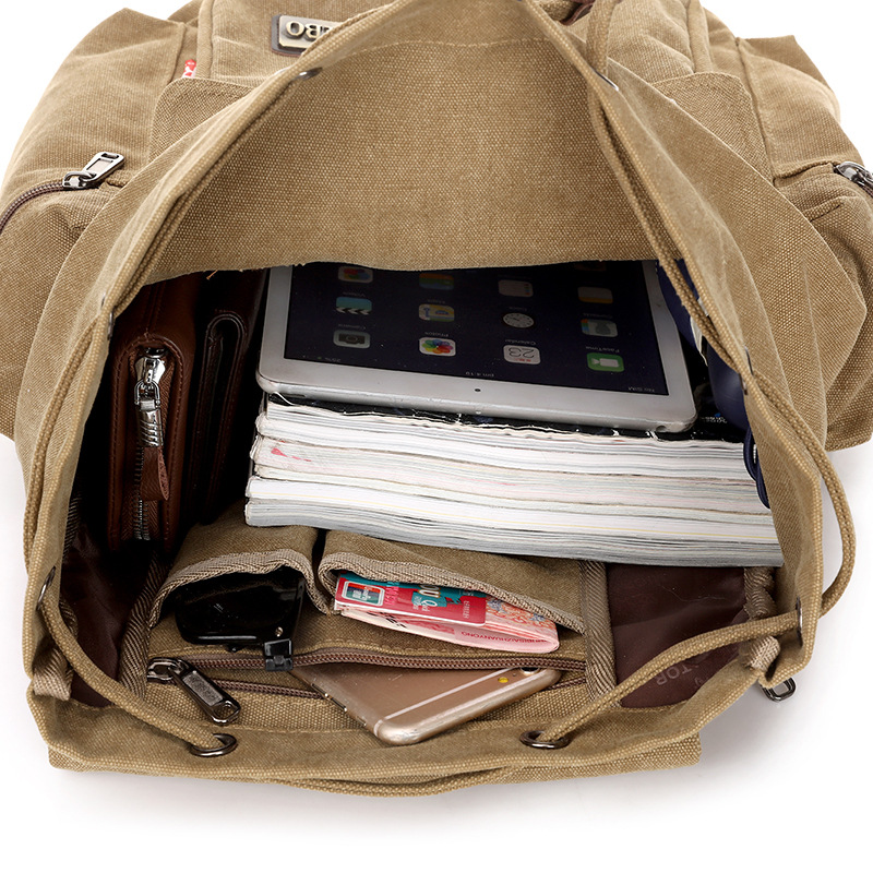 Canvas Rucksack Unisex ⎜ Großer Stauraum mit Laptopfach für Schule und Alltag